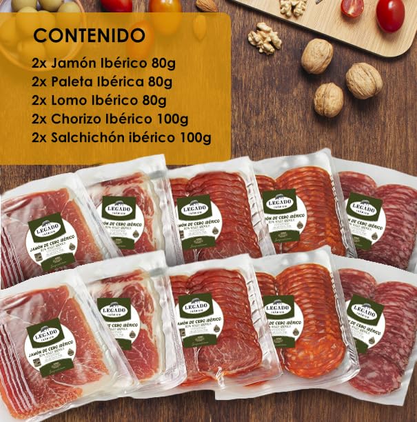 Maletin Seleccion de Ibericos - Jamon Iberico + Embutidos - Legado Iberico - 8 Sobres Loncheados - Edicion Especial Jose Coronado - El Pozo