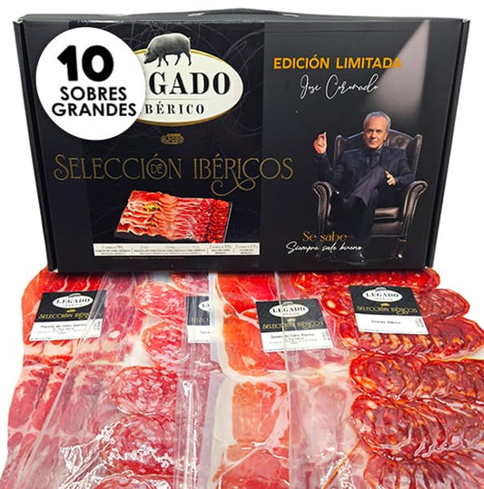 Maletin Seleccion de Ibericos - Jamon Iberico + Embutidos - Legado Iberico - 8 Sobres Loncheados - Edicion Especial Jose Coronado - El Pozo