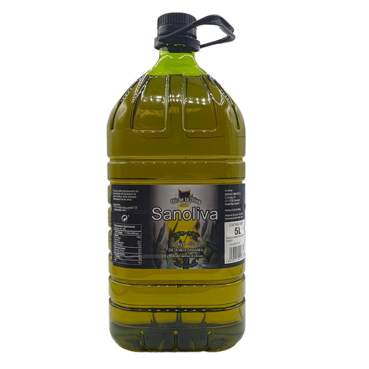 Aceite de Orujo - Aceite de Oliva Suave - SANOLIVA - 5 Litros - Origen ESPAéA - Aceite de Oliva Sansa/Orujo - Garrafa PET de Aceite Suave de Oliva Sansa